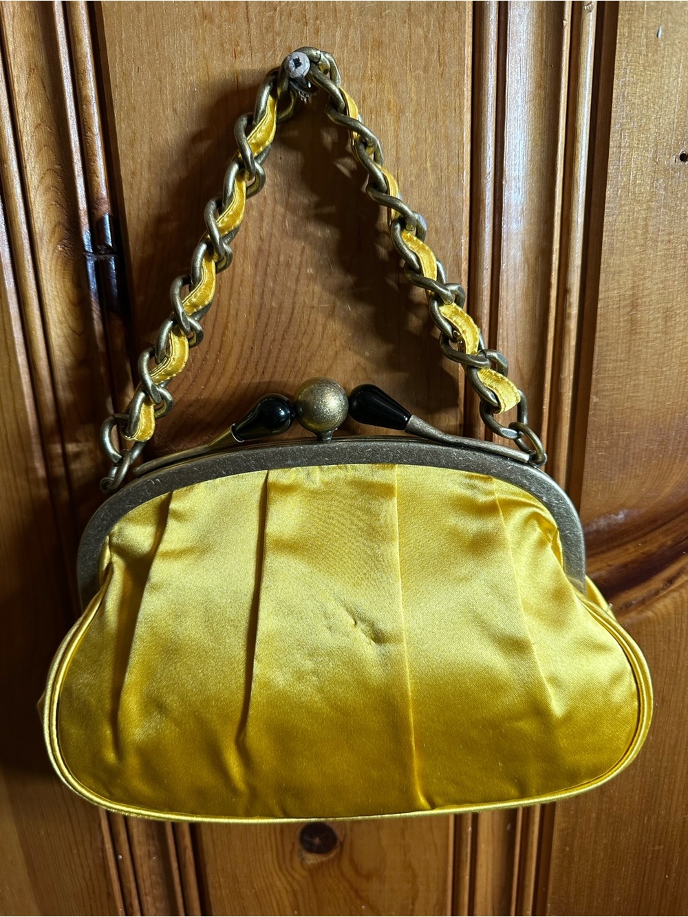 J. Crew Yellow Satin Chain-Handle Evening Clutch